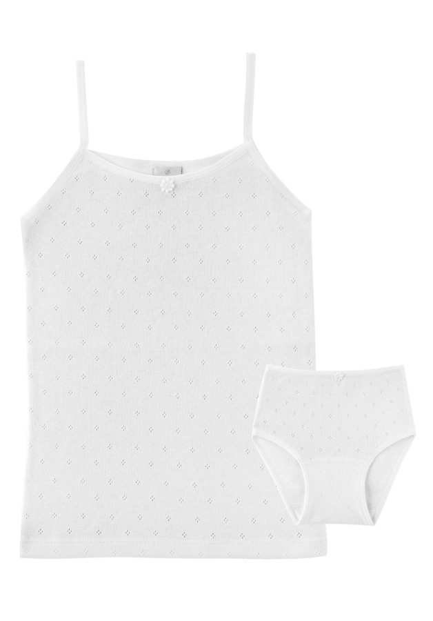 T-Shirt with straps + Brief Set  - Flower ornament