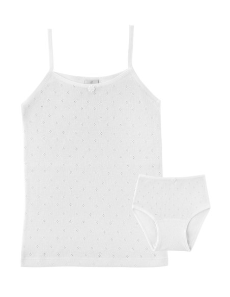 T-Shirt with straps + Brief Set  - Flower ornament