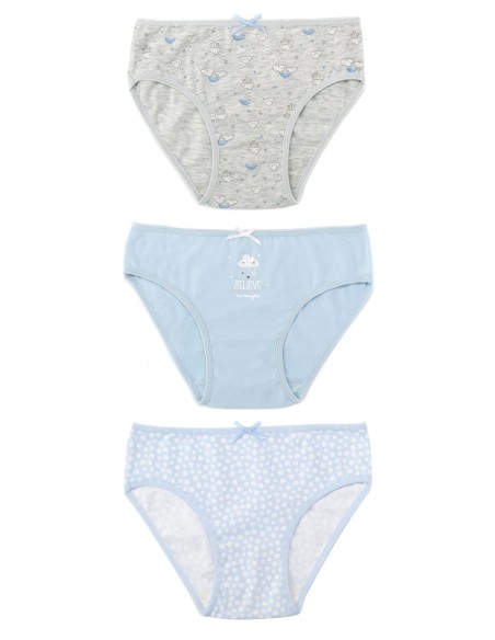 Pack of three girl's panties Rainbow
