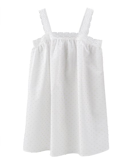 Camisón de verano de niña de tirantes con plumetti - Chic