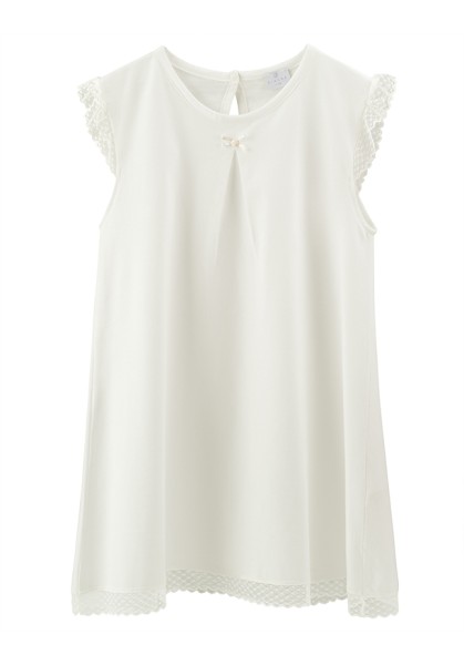 Girl's summer nightgown with plumetti tul at sleeves - Chic