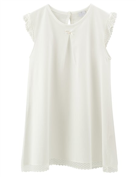 Camisón de verano de niña con tul plumetti en mangas - Chic