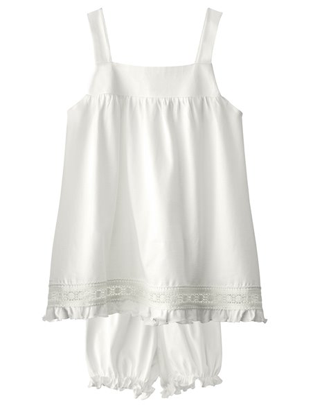 Pijama de verano de niña con bolillo y tirantes - Chic