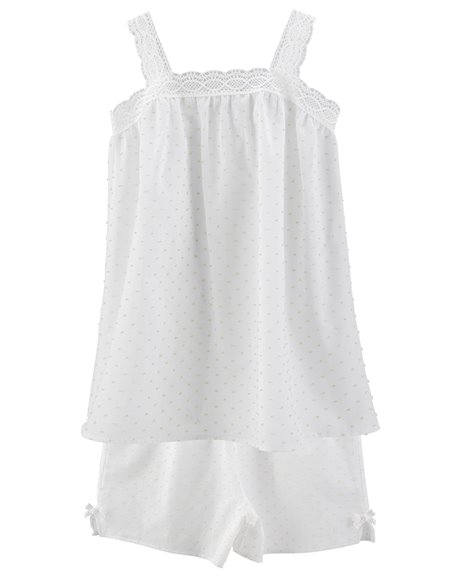 Pijama de verano de niña de tirantes con plumetti - Chic