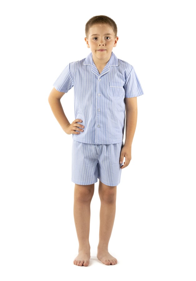 ansiedad Niños fotografía Pijama de niño de tela a rayas.